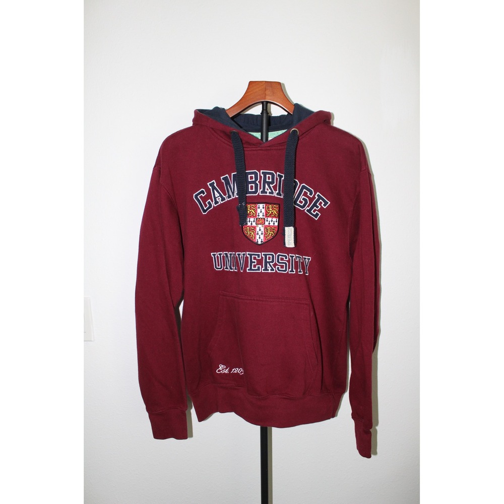 VTG Cambridge University‎ Hoodie Burgundy Embroidered Crest Sweatshirt L